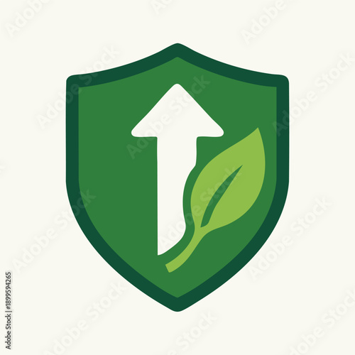 Green shield icon with white upward arrow and leaf