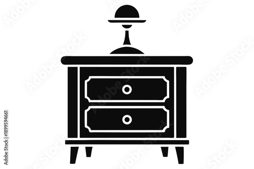 nightstand silhouette line art vector illustration