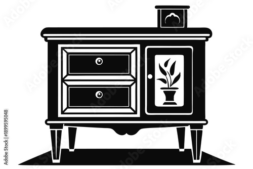 nightstand silhouette line art vector illustration