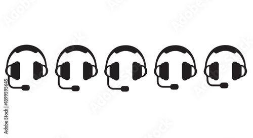 Customer support team icons with headsets, symbolizing assistance and communication on a Transparent Background, ideal for tech and service concepts.