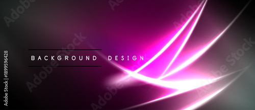 Abstract pink neon lines over dark background. Modern design elements create dynamic visual effect. Simple, elegant presentation.