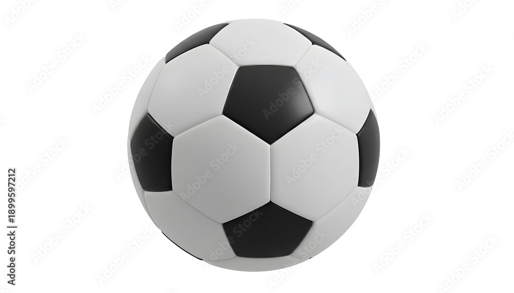 Fototapeta premium Traditional black and white soccer ball with hexagonal panels, ready for a match on the field. transparent Background