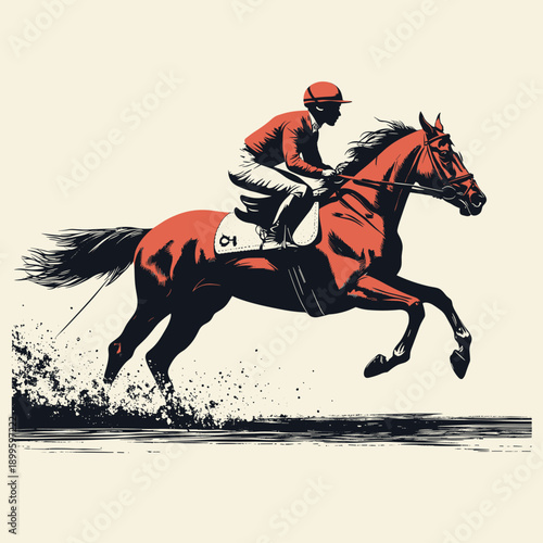 Dynamic Horse Racing Silhouette in Motion