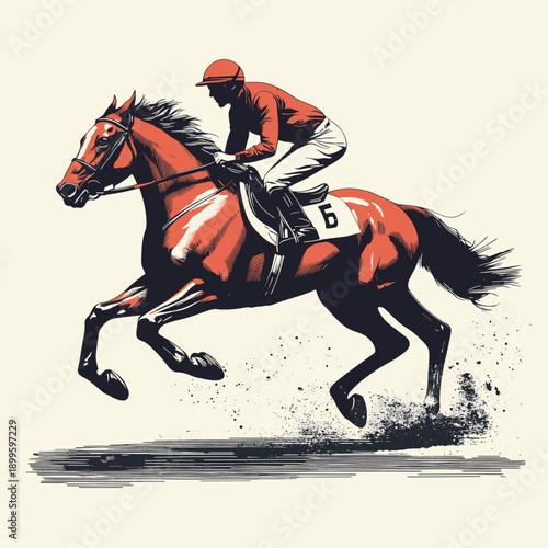 Dynamic Horse Racing Silhouette in Motion