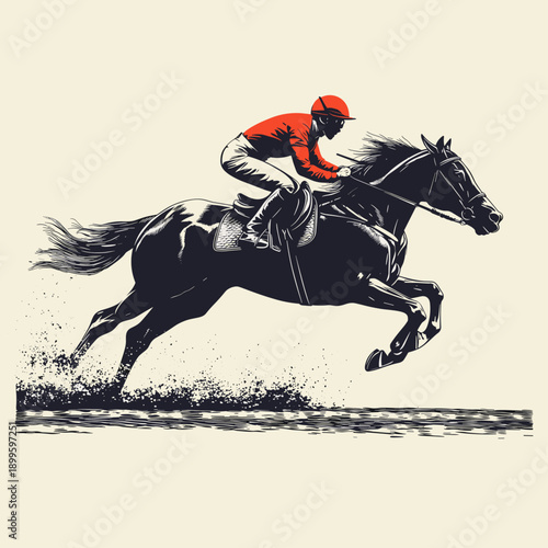 Dynamic Horse Racing Silhouette in Motion