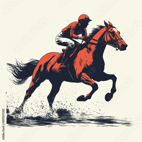 Dynamic Horse Racing Silhouette in Motion