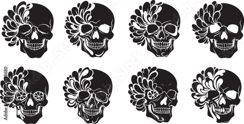 Day of the Dead Sugar Skulls Vector Illustrations Set