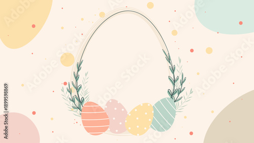 Colorful Easter eggs, festive background, vector illustration. Easter background with beautiful Easter eggs for design.