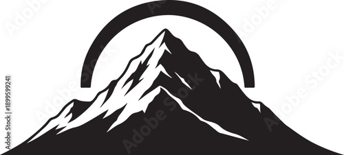 Mountain Peak at Sunrise in Black and White Silhouette