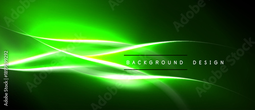 Bright green abstract lines over dark background. Modern design, dynamic flow, vibrant energy, sleek presentation.