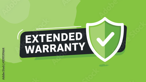 Extended warranty guarantee badge with green shield and checkmark icon for consumer protection and product service.