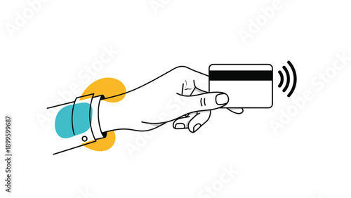 Financial card transaction with hand holding a payment card for banking and commercial purchase concepts in modern business.