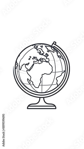 A simple line drawing of a globe on a stand
