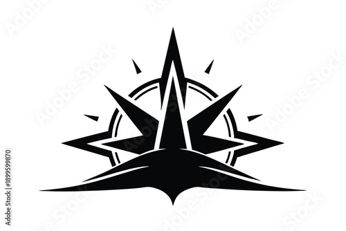 morning star silhouette line art vector illustration