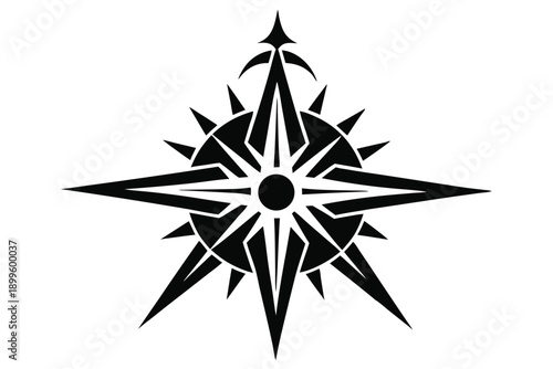 morning star silhouette line art vector illustration