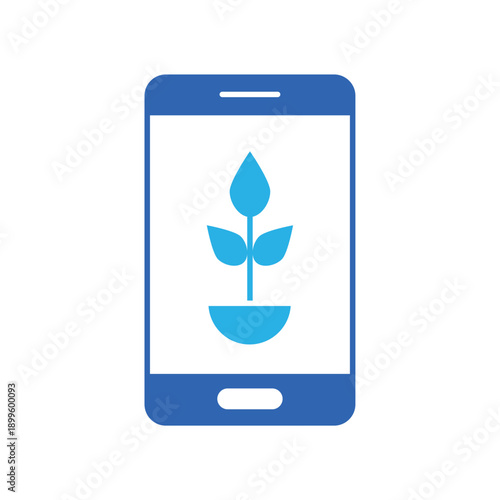 Icon a smart farming app on smartphone with growing plant symbol, isolated against a clean background.