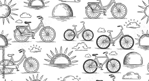 A Whimsical Illustration of Outdoor Cycling Adventures in Nature's Charm