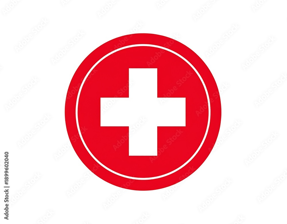 Obraz premium A red circle with a white cross in the center