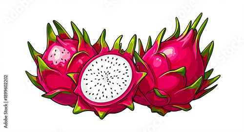 Rainbow fruit explosion pattern with every color imaginable: red pomegranates, pink dragon fruits, yellow pineapples, orange citrus, purple figs, green kiwis and bright strawberries

