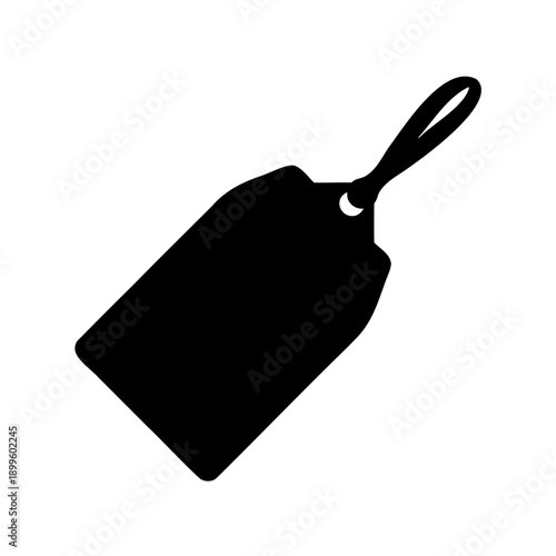 black silhouette of a label or tag with a handle