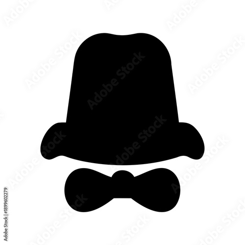 black hat and bow tie icon on white background illustration