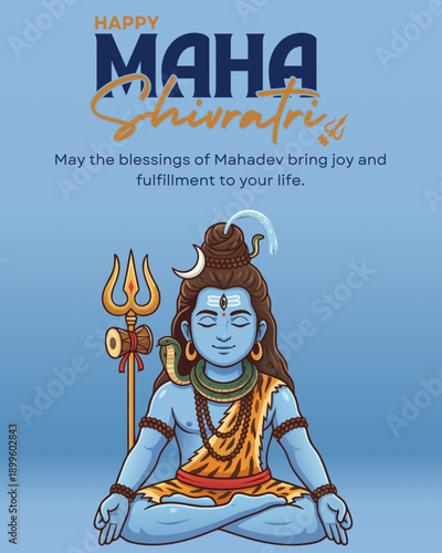 Maha Shivratri Poster Design Template with Lord Shiva – Hindu Religious Festival Background
