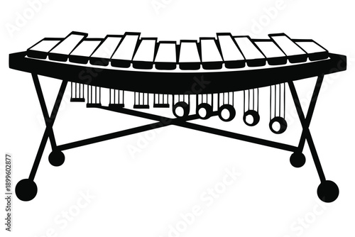 marimba silhouette line art vector illustration