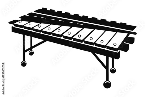 marimba silhouette line art vector illustration