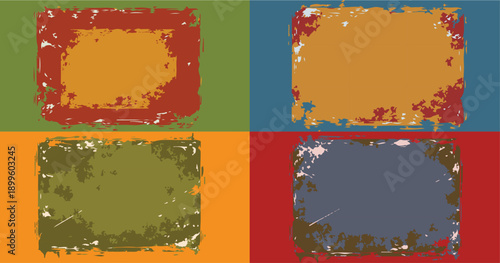  Distressed Rough Texture Banners of different color — Grungy Effect Vector Collection