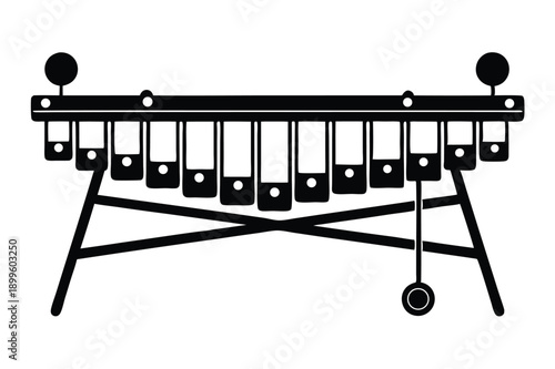 marimba silhouette line art vector illustration