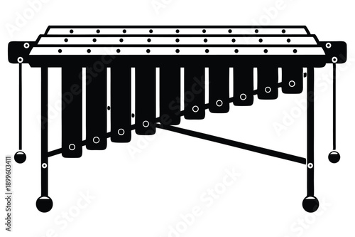 marimba silhouette line art vector illustration