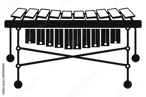 marimba silhouette line art vector illustration