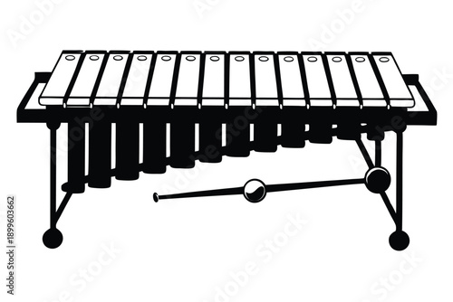 marimba silhouette line art vector illustration