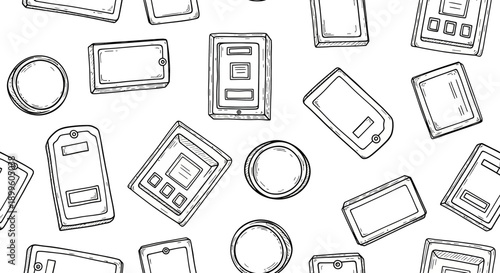 Illustration of Various Phone Cases and Accessories, Creative Design Background, Graphic Style, Minimalist View, Digital Art Concept