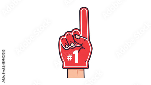 A red foam hand gesture with number one on white background illustration