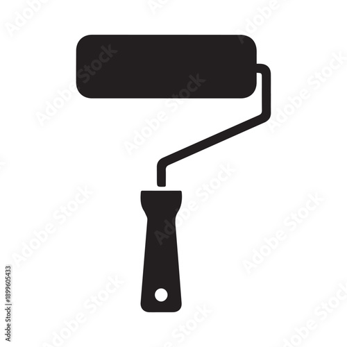 Black paint roller icon for home improvement and decoration projects