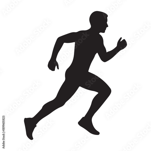 Silhouette of a man running quickly in motion
