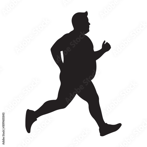 Silhouette of a man running quickly in motion