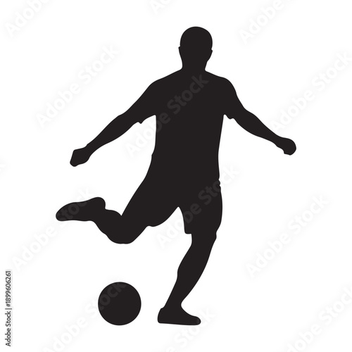 silhouette of soccer player with the ball