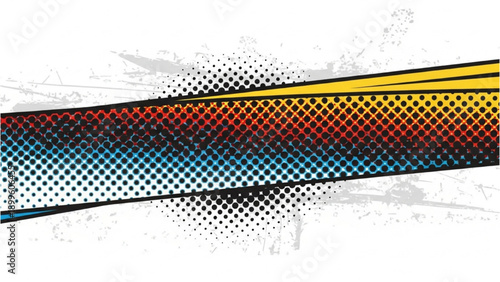 Dynamic abstract halftone pattern with gradient colors transitioning smoothly across a modern design element