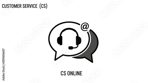 Customer Service Icon Headset Chat Bubble and @ Symbol