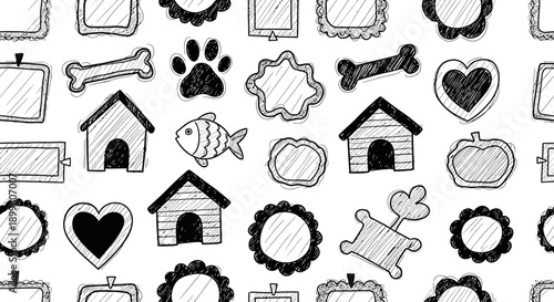 Fun Illustrations of Bones, Hearts, and Houses in a Whimsical Design Environment