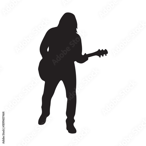 Silhouette of a rockstar playing electric guitar energetically