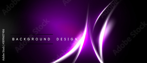 Dark purple background features bright neon lines. Abstract design evokes energy, modern aesthetic. Minimalist composition, sleek presentation.