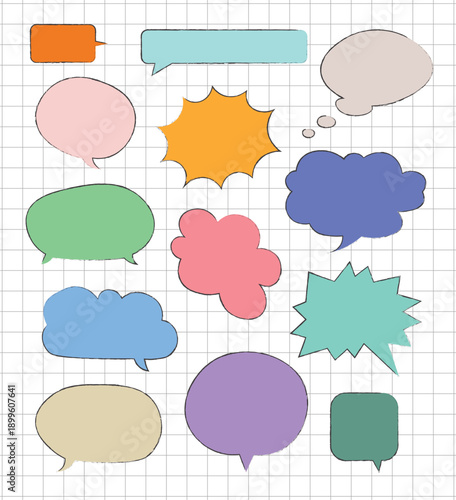 Hand drawn colorful vector speech bubbles