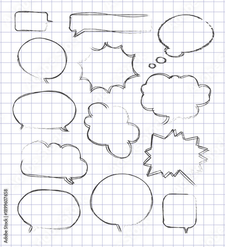 Hand drawn vector speech bubbles
