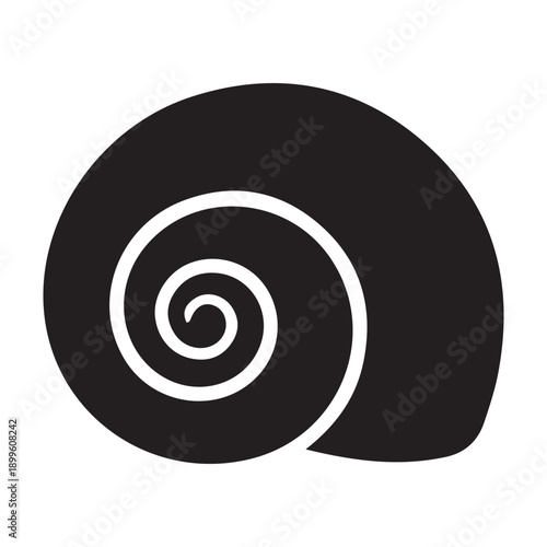 Black silhouette of various seashell on white background