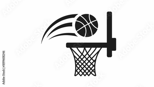 Basketball Ball Flying Into Hoop Icon
