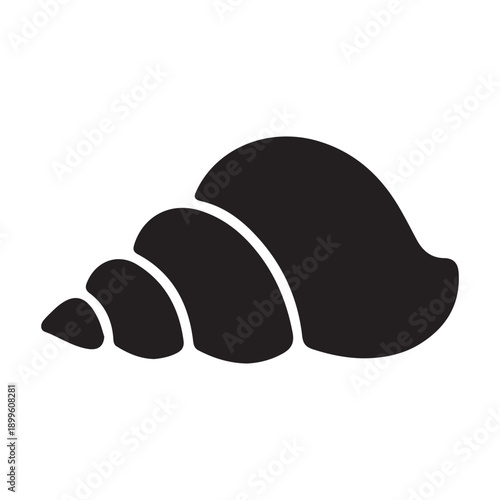 Black silhouette of various seashell on white background