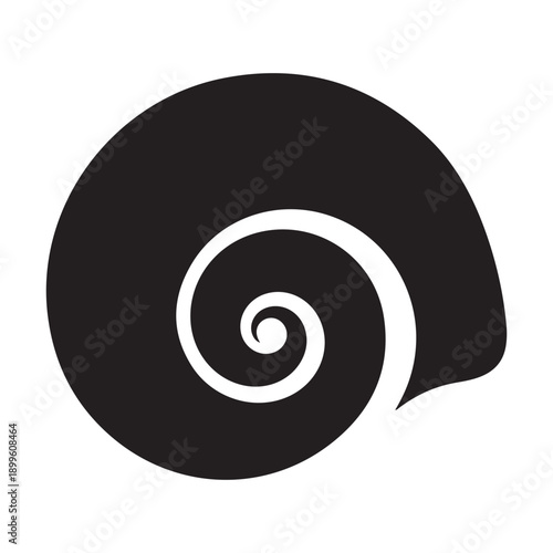 Black silhouette of various seashell on white background